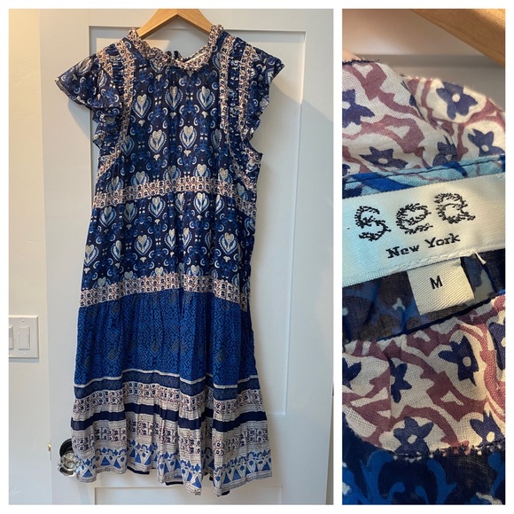 Sea New York blue dress smocked medium - Picture 2 of 8